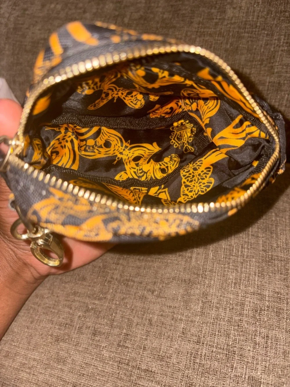 Versace Parfums Baroque Print Cosmetic Pouch Black & Gold | Travel MINI POUCH